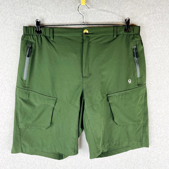Little Donkey Andy Mens XL Stretch Quick Dry Cargo Shorts Hiking Camping Green - Picture 2 of 8